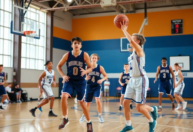 High school basketball players competing on the court in Nashville