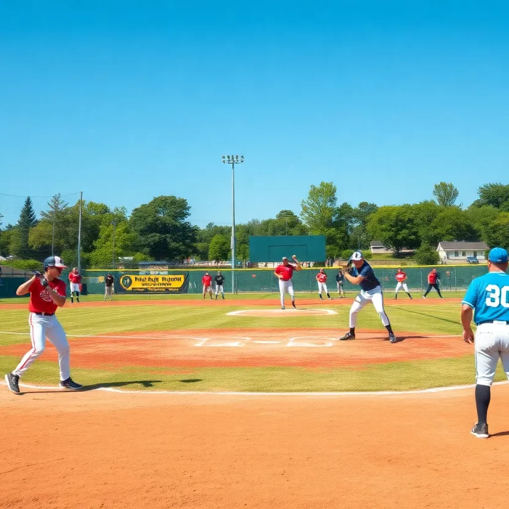 Players in action during a Nebraska high school baseball game