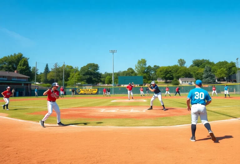 Players in action during a Nebraska high school baseball game
