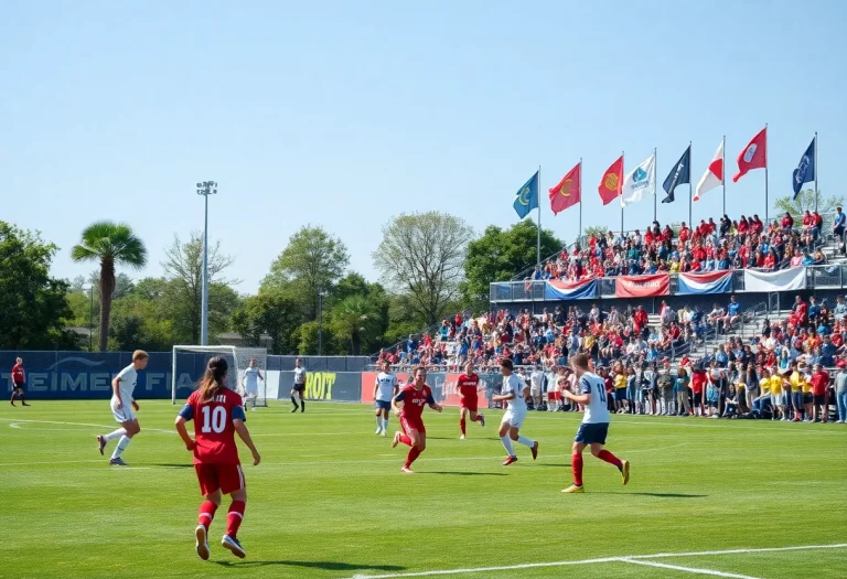 High school soccer teams competing on a field