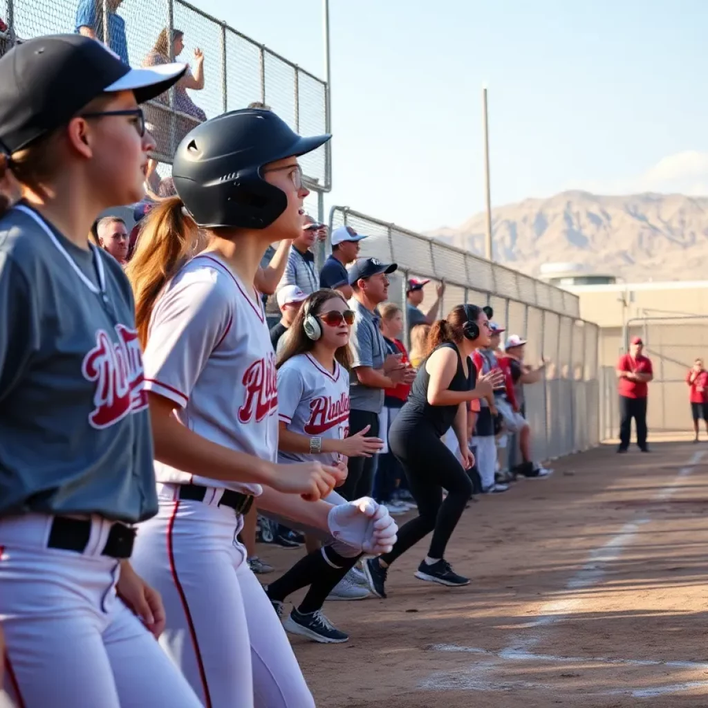 High school softball players competing in Nevada