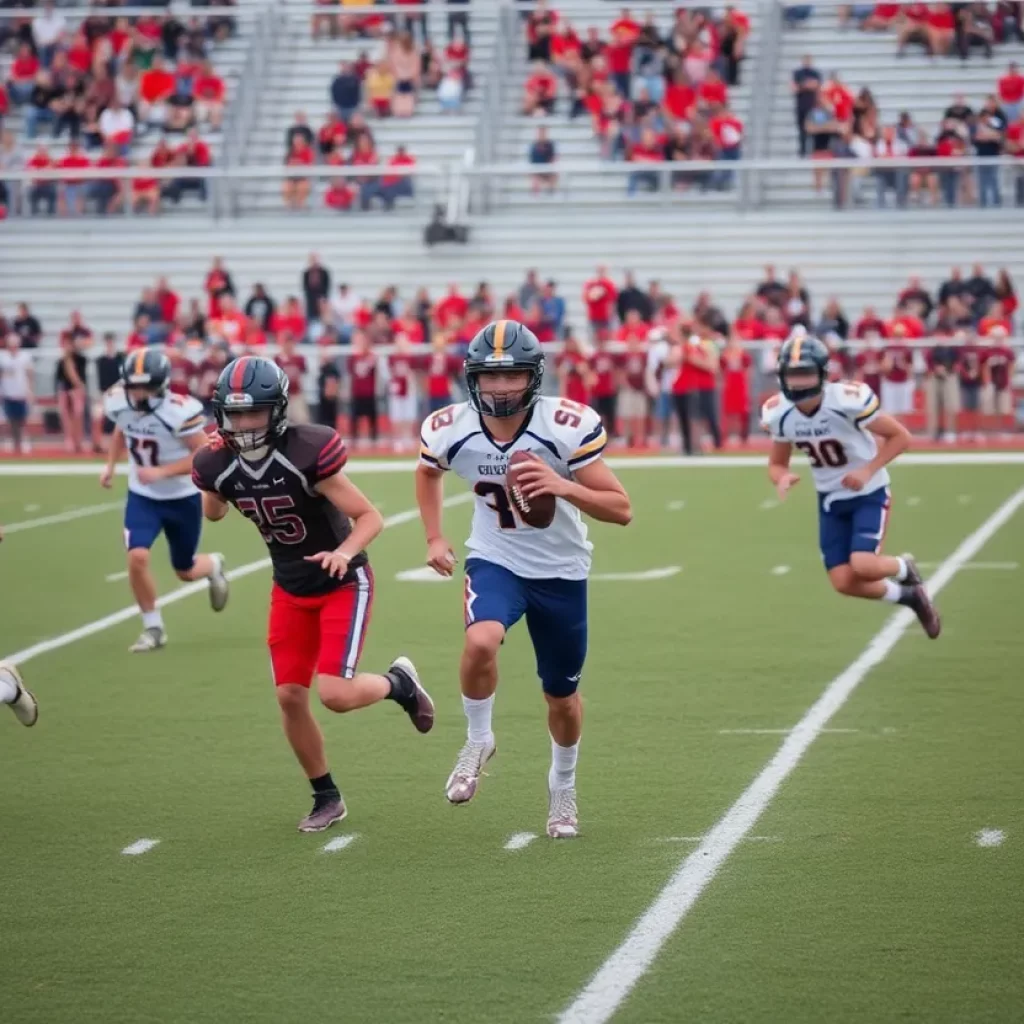 High school football players practicing on the field in North Carolina