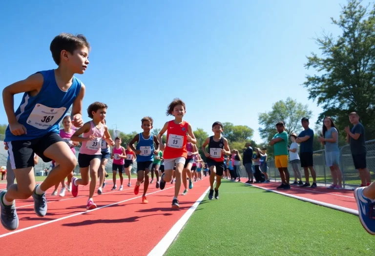 Young athletes practicing track and field in northeastern South Dakota.