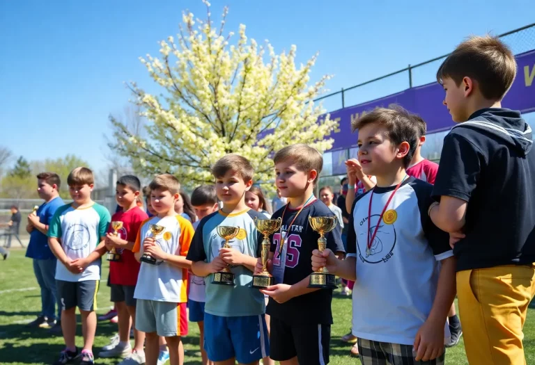 Young athletes receiving awards for winter sports in Oklahoma