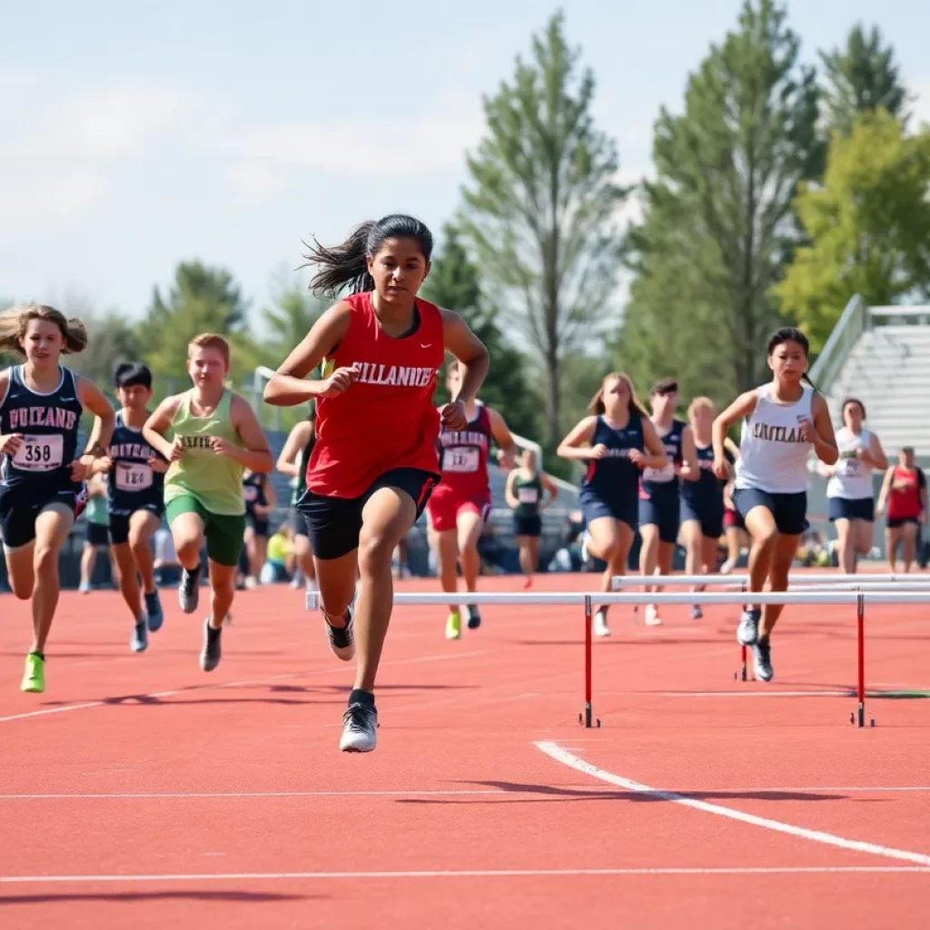 Track and field athletes competing in Oregon high school events