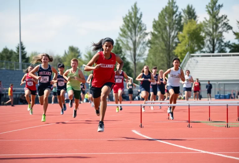 Track and field athletes competing in Oregon high school events