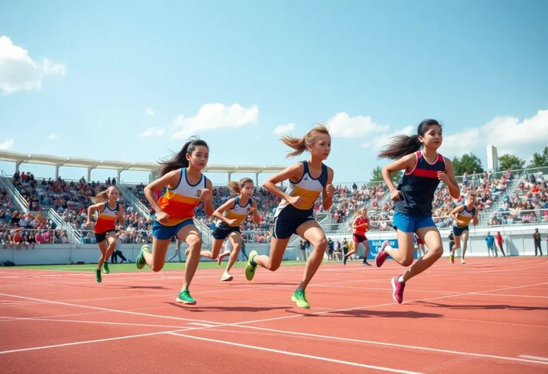 High school athletes competing in track and field events