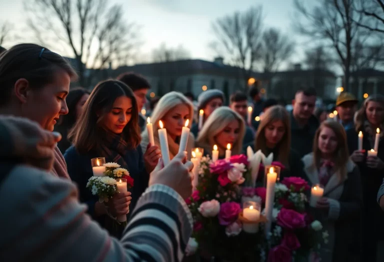 Vigil for a fallen coach in Pine Bluff with candles and flowers