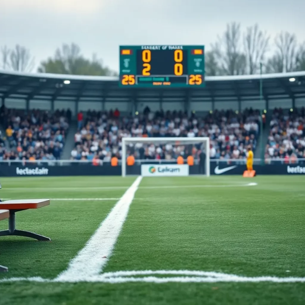 Empty soccer field with an announced forfeit
