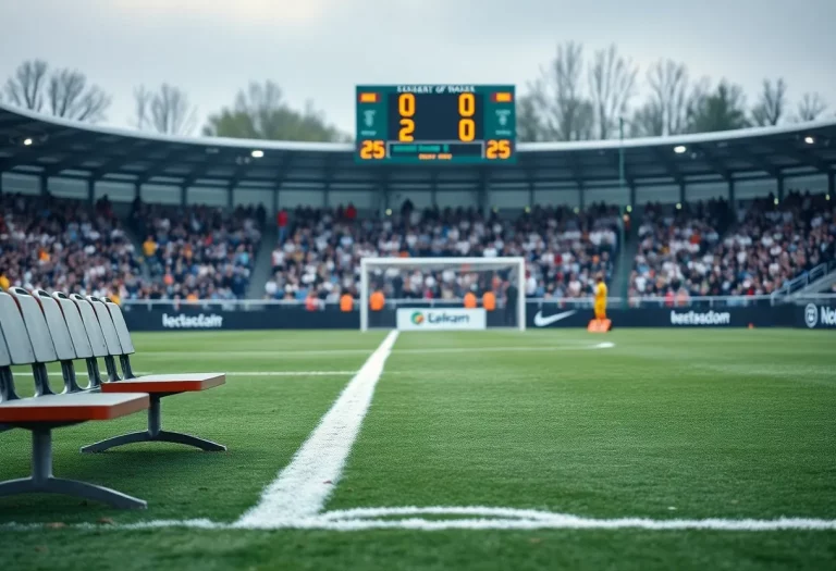 Empty soccer field with an announced forfeit