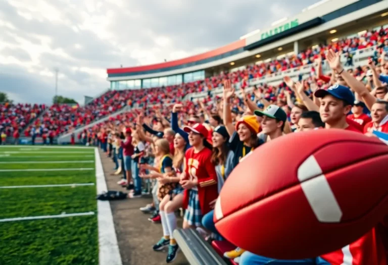 Fans cheering at a Richmond Spartans football game