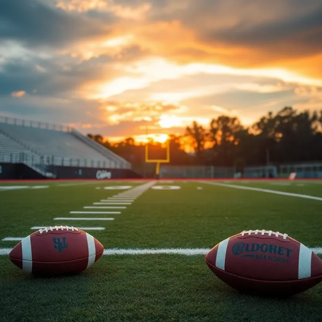 Empty football field at Ridge High School