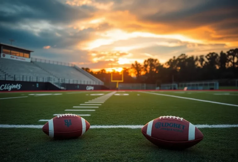 Empty football field at Ridge High School