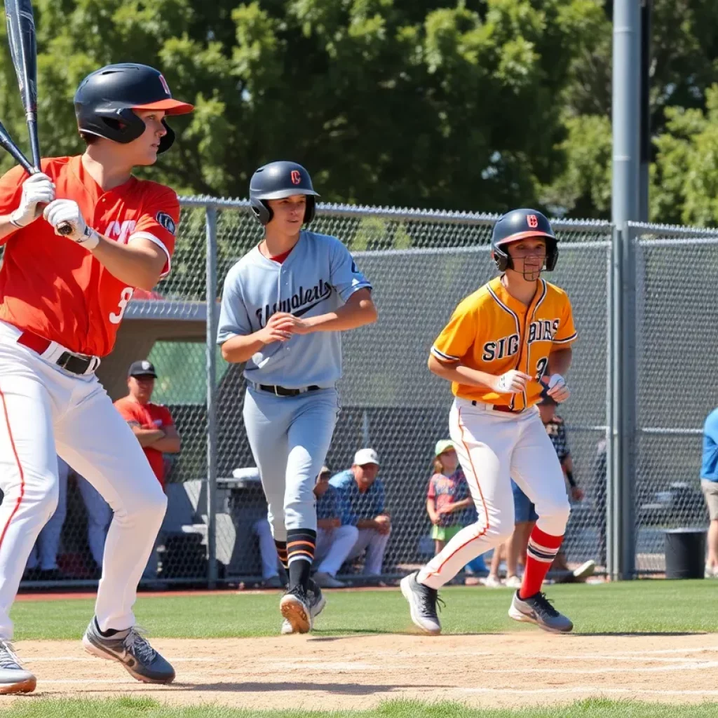 High school baseball players competing in Sacramento