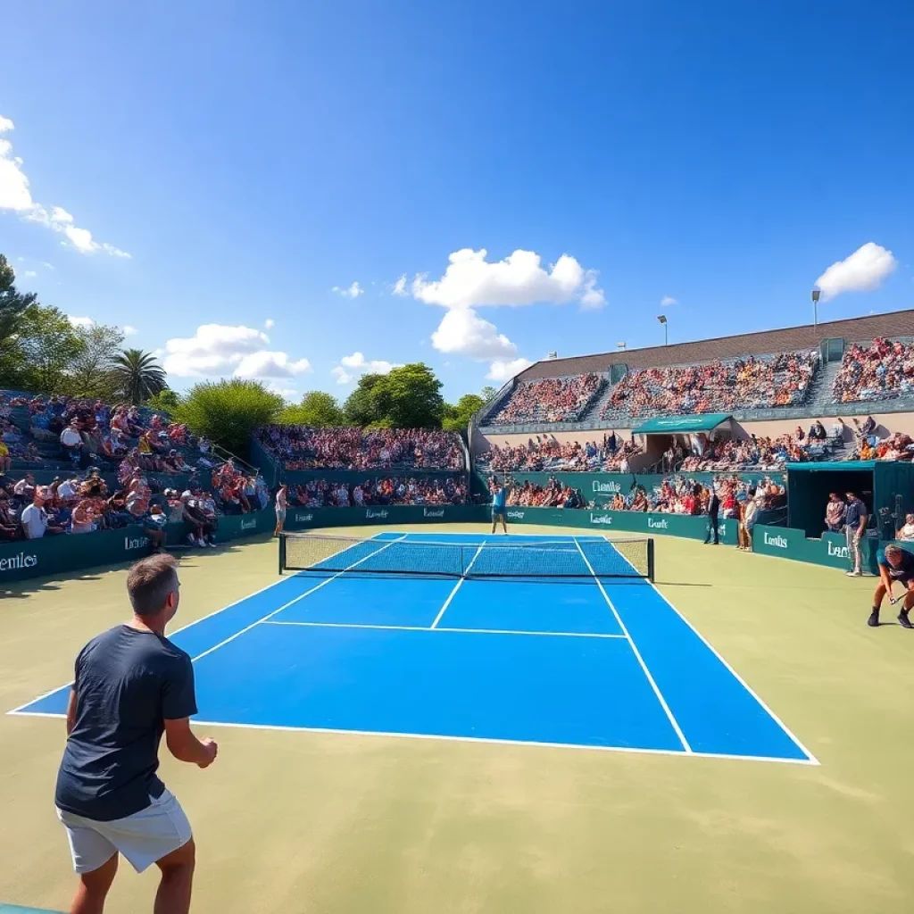 Players competing in a tennis match at Sergeant Bluff.