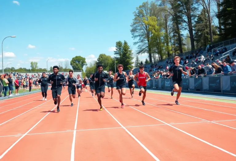 High school athletes competing at the Shelbyville track invitational