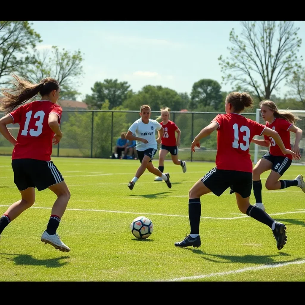 High school soccer players in action during the Siouxland playoffs.