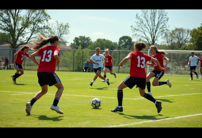 High school soccer players in action during the Siouxland playoffs.
