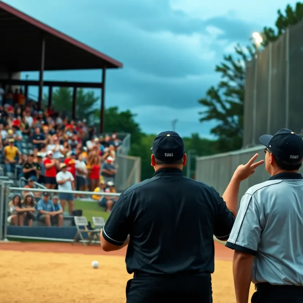 Fans expressing excitement during a tense high school softball game.