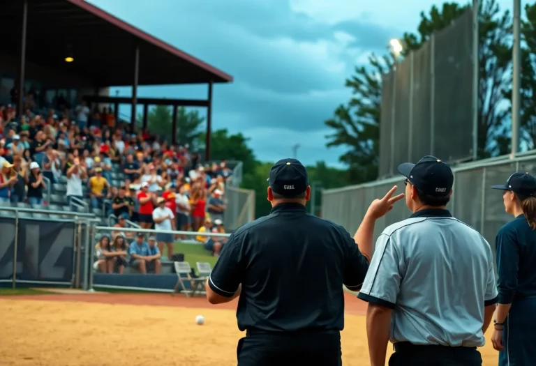 Fans expressing excitement during a tense high school softball game.