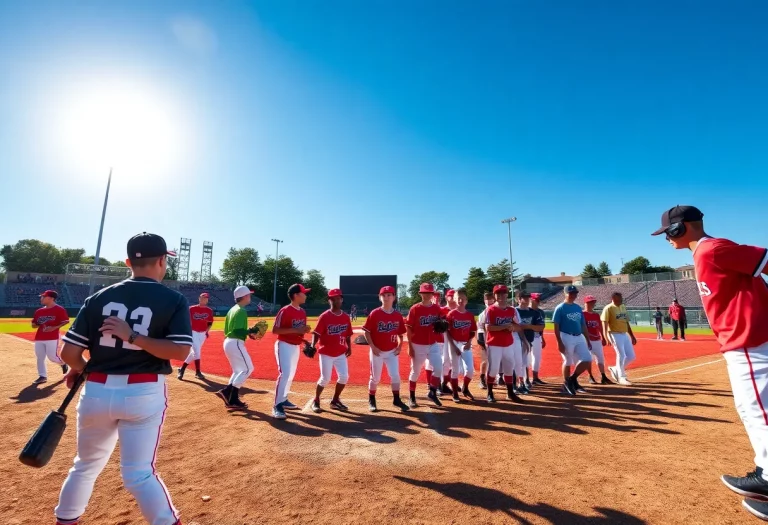 High school baseball players in action on field