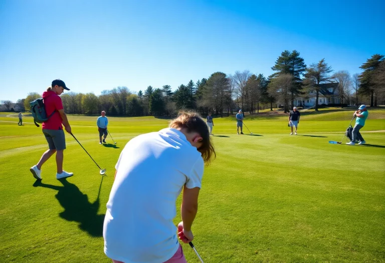 Spring golf tournament in Minnesota with high school golfers.