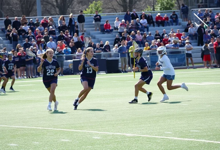 Players from Staples High School celebrating a lacrosse victory against St. Joseph