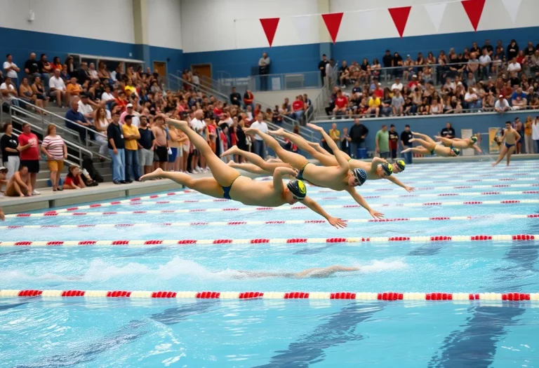 Swimmers competing at the state finals event
