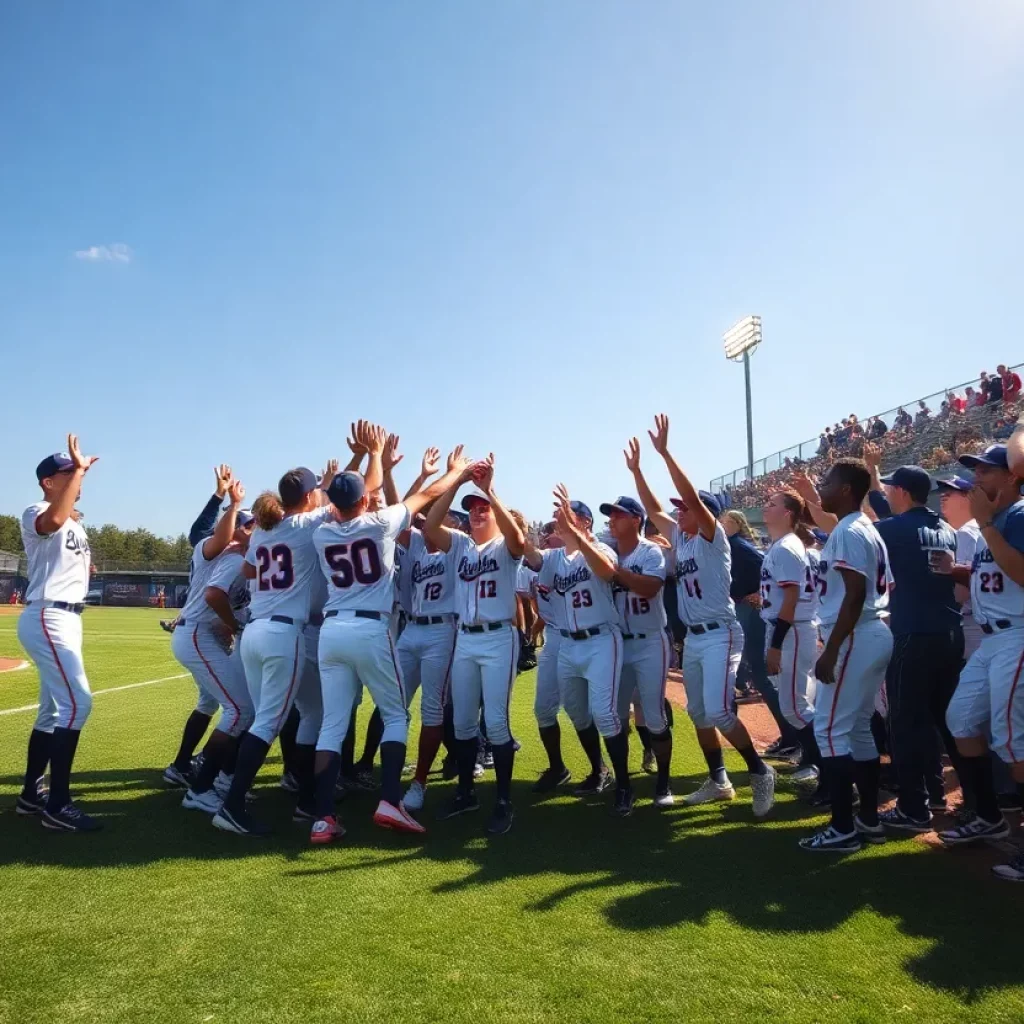 Atlantic Coast Stingrays celebrating victory in Gateway Conference.