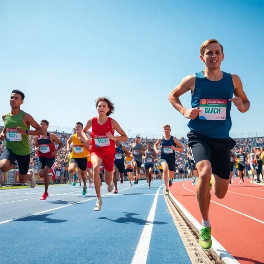Runners from Summit High School competing in a track event