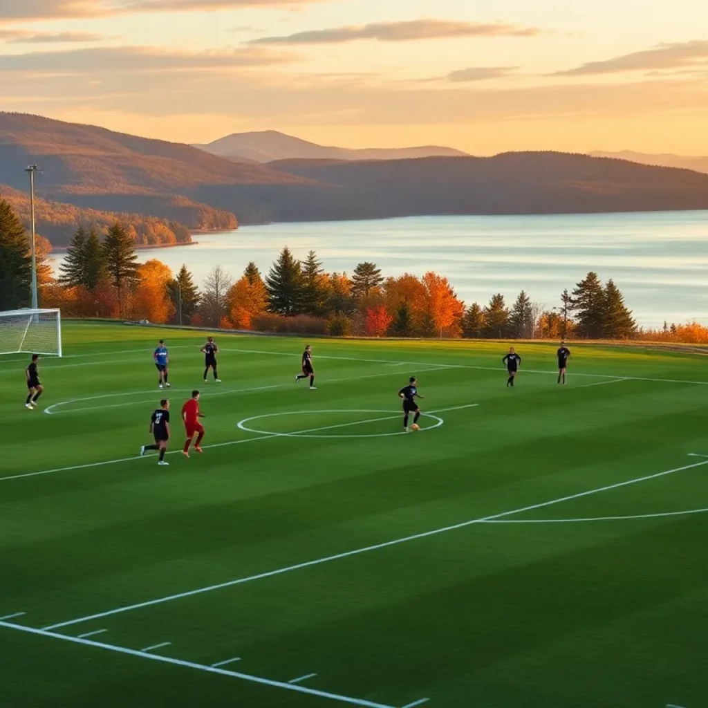 Sunapee High School soccer players training on the field