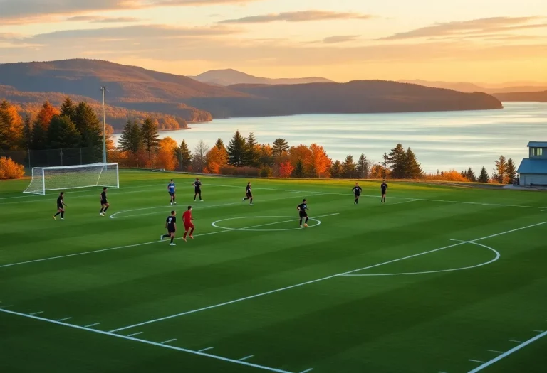 Sunapee High School soccer players training on the field