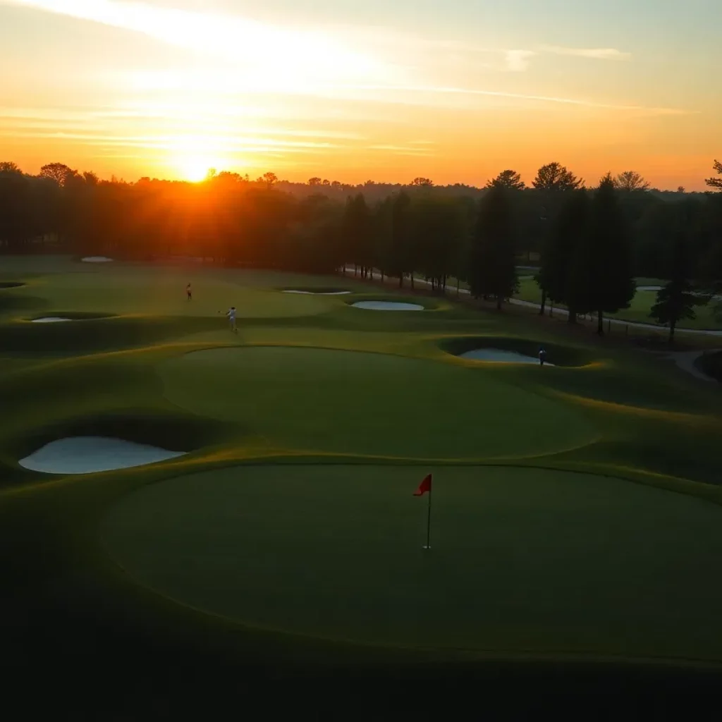 Beautiful sunrise at a golf course