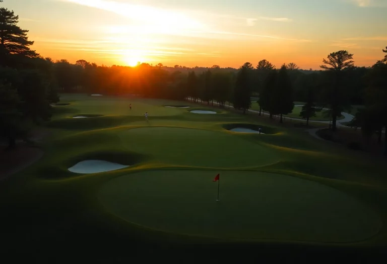 Beautiful sunrise at a golf course