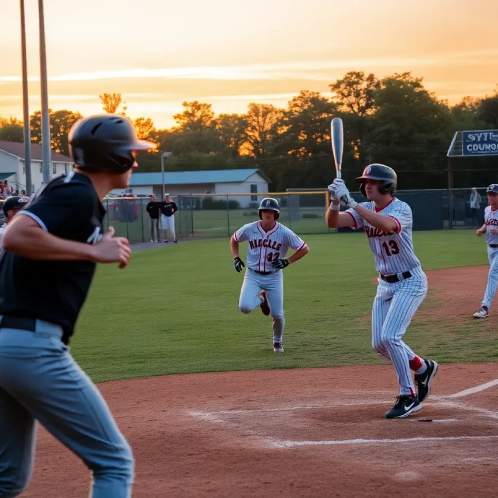 High school baseball players competing on the field