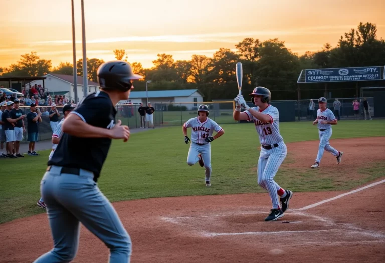 High school baseball players competing on the field