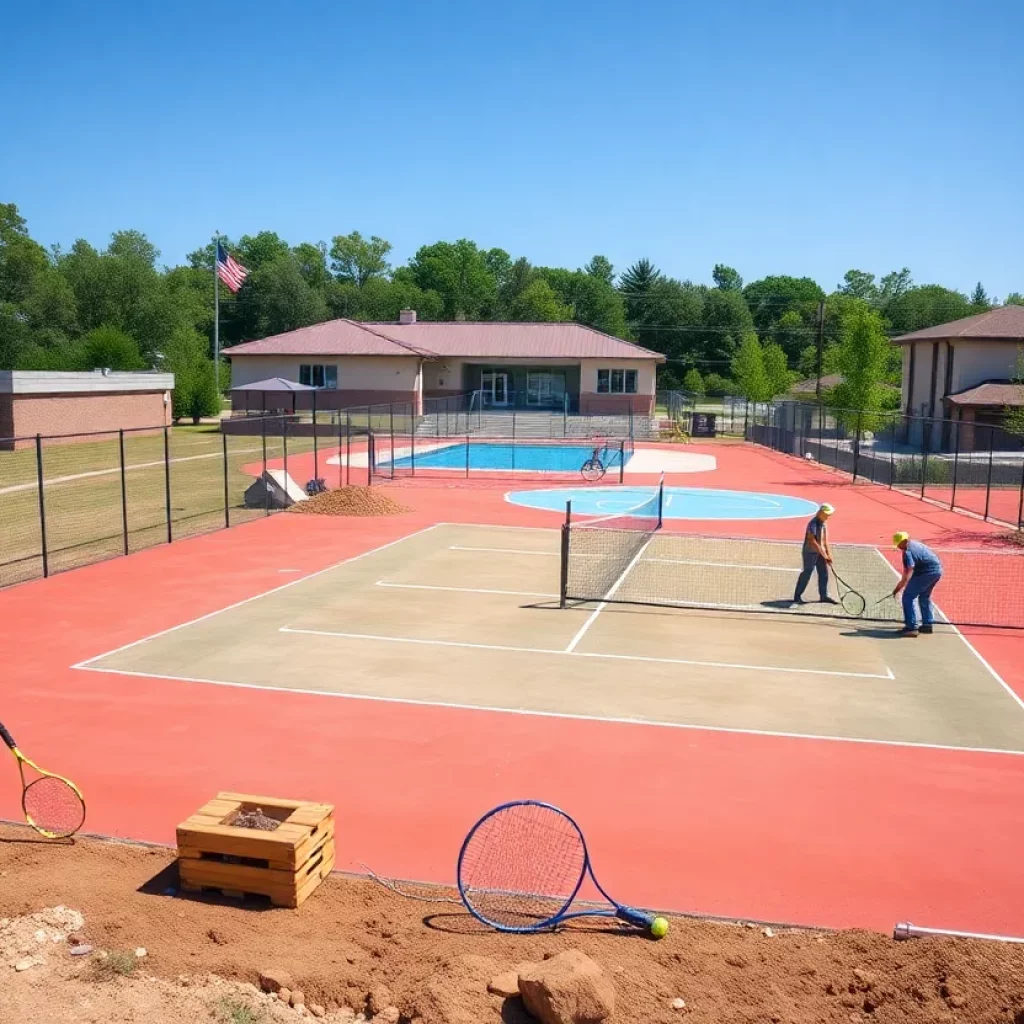 Construction site of new tennis courts at Dakota Meadows Middle School
