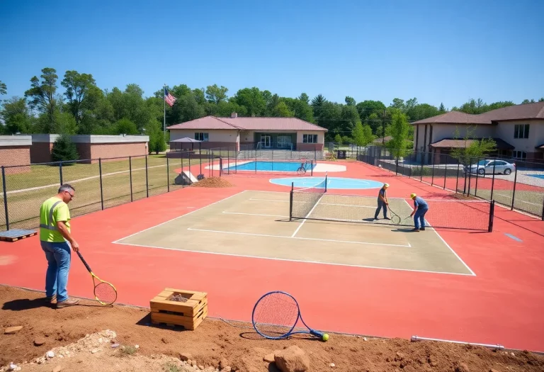 Construction site of new tennis courts at Dakota Meadows Middle School