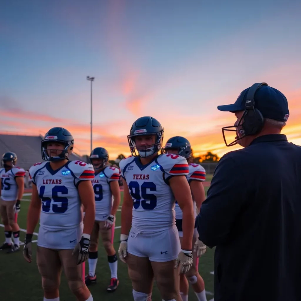 Texas high school football players using wearable technology.