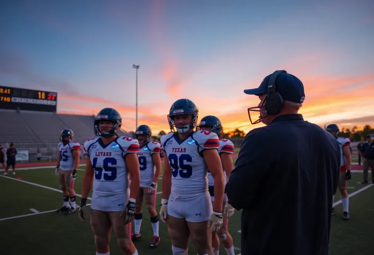 Texas high school football players using wearable technology.