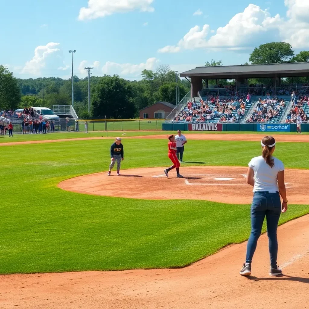 A high school softball game during the Texas playoffs