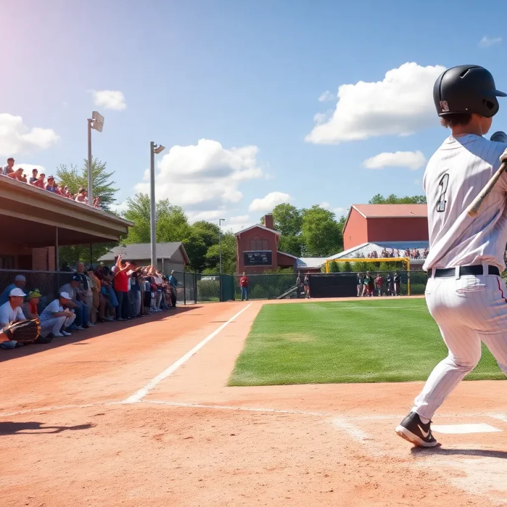 Totino-Grace High School baseball game with players and fans