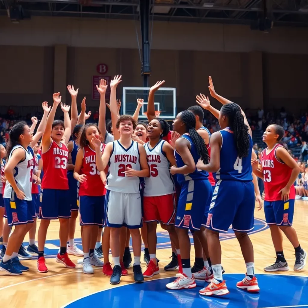 Trinity Girls Basketball Team Celebrating a Win