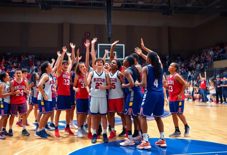 Trinity Girls Basketball Team Celebrating a Win