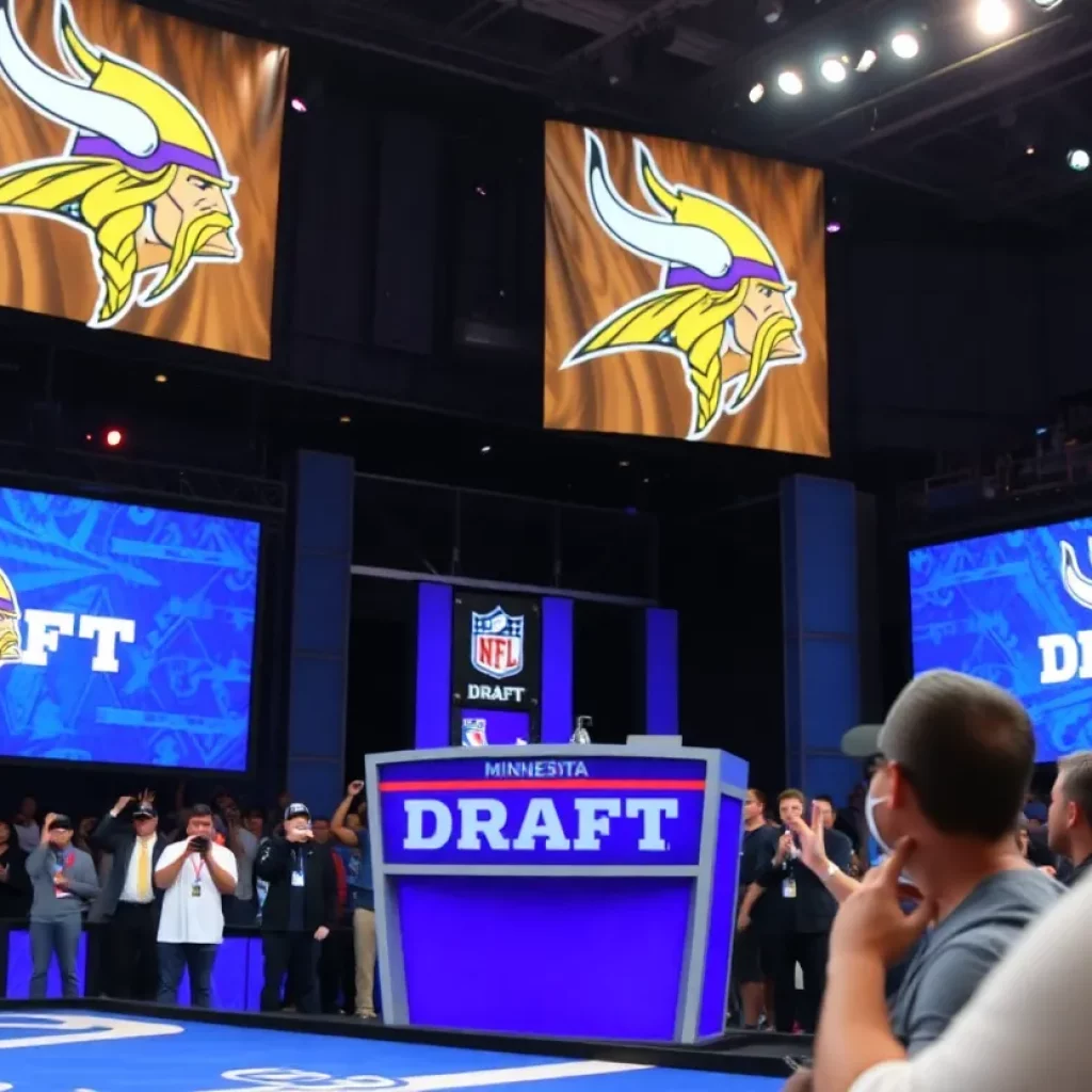 Fans at the Minnesota Vikings draft event celebrating
