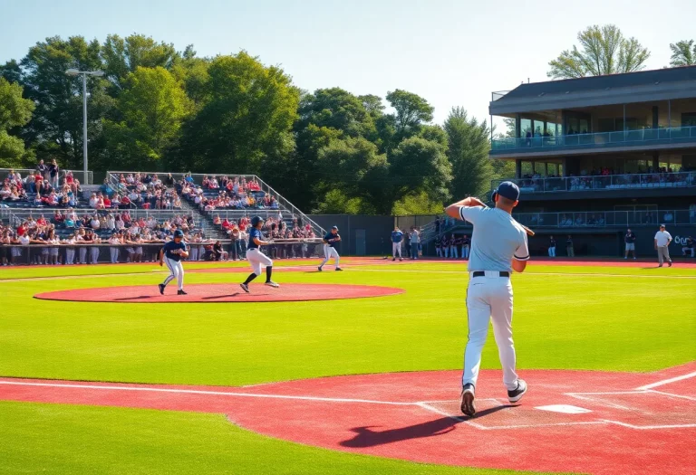 High school baseball players in action on a sunny day