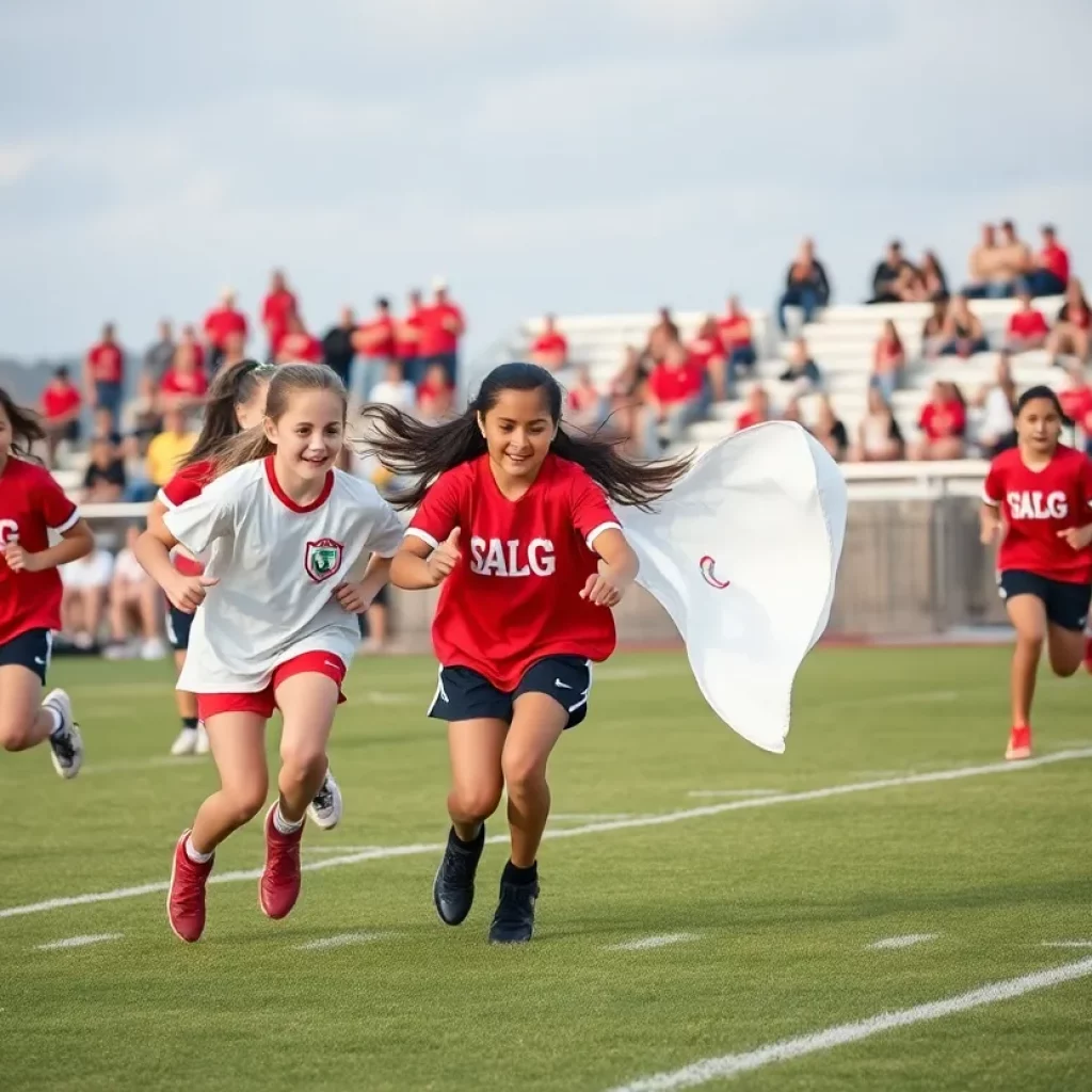 Washington High School girls flag football team practicing