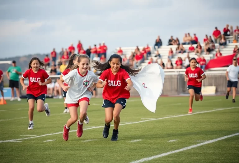 Washington High School girls flag football team practicing