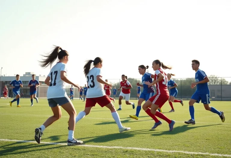 Boys' soccer teams competing in Wyoming high school match