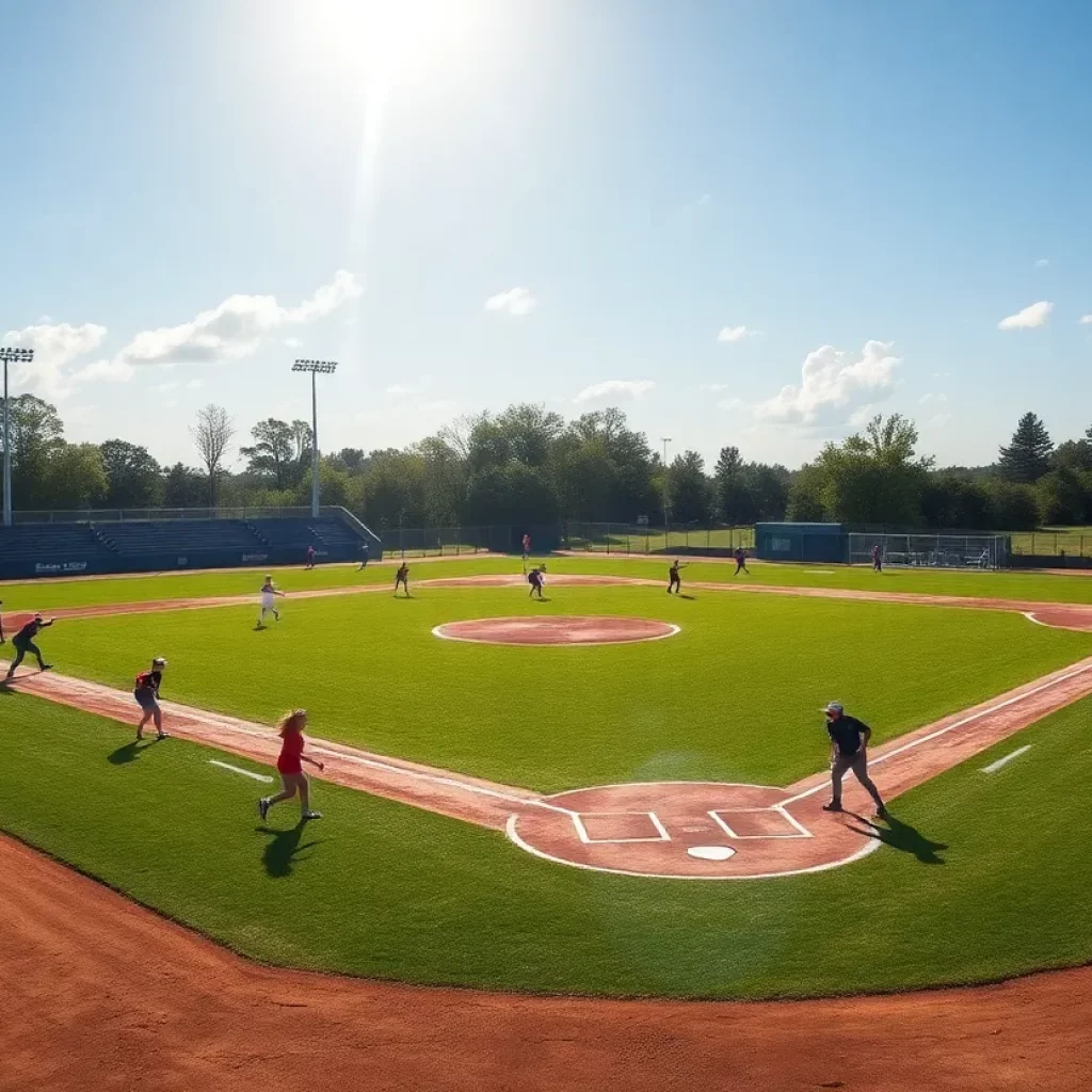 A thrilling moment in Wyoming high school softball as players compete on the diamond.
